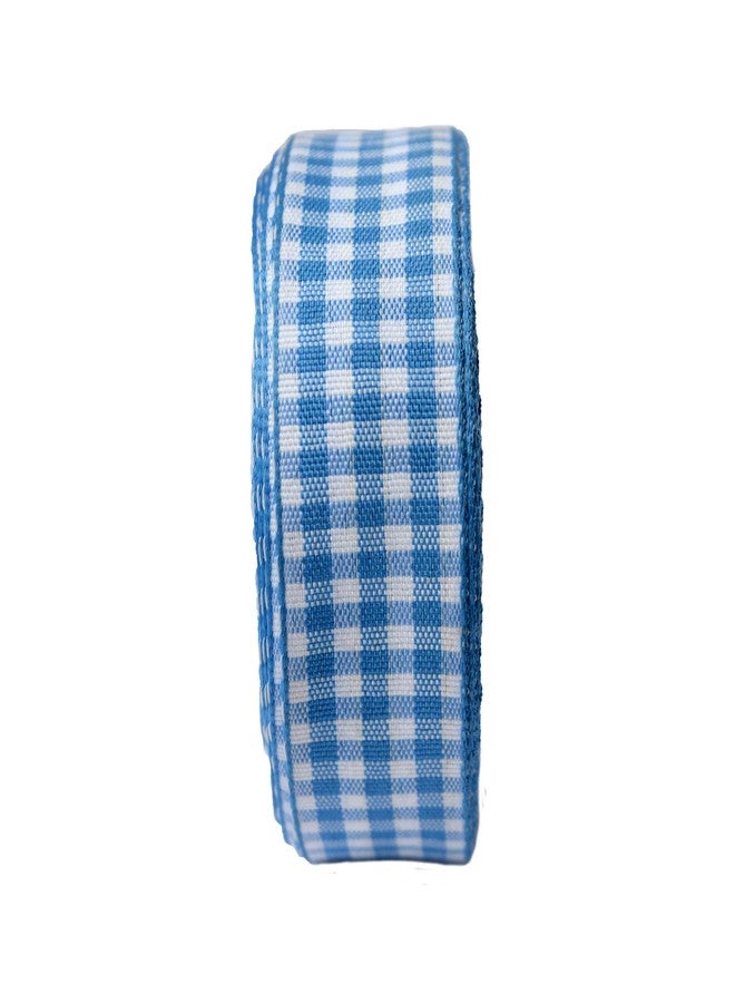 Finesse Polyster Checked Ribbon Decoration, Gift Wrapping, Multi-Purpose Use (Sky Blue, Size : 1 Inch, 15 Meters)